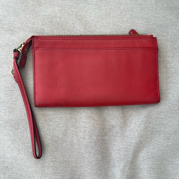 Coach Cherry Red Leather Wristlet - Picture 2 of 4